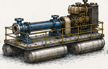 Helical pontoon mounting